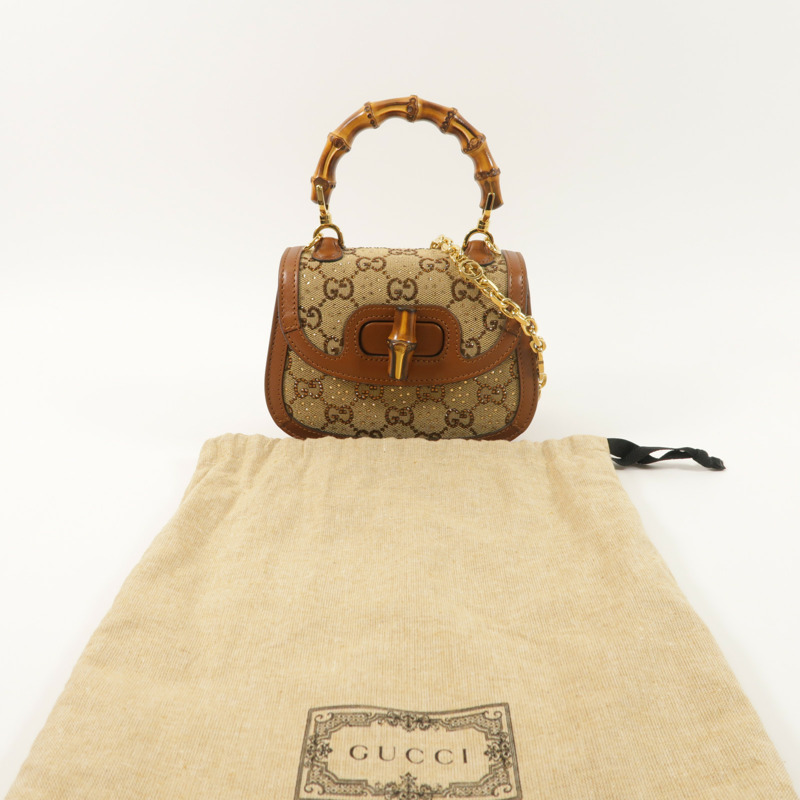 GUCCI 帆布Bamboo 1947 Mini手挽肩背兩用袋-8