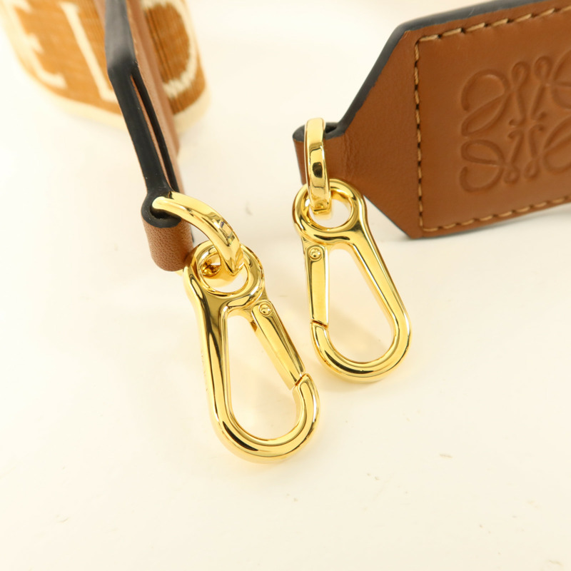 LOEWE 帆布/牛皮皮革Shoulder Strap肩帶-7