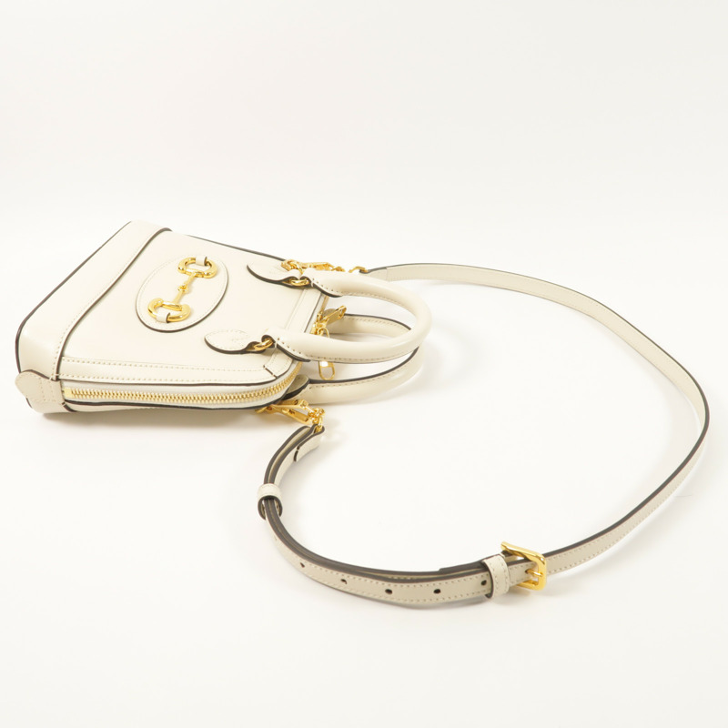 GUCCI 牛皮皮革Horsebit 1955手挽肩背兩用袋-7