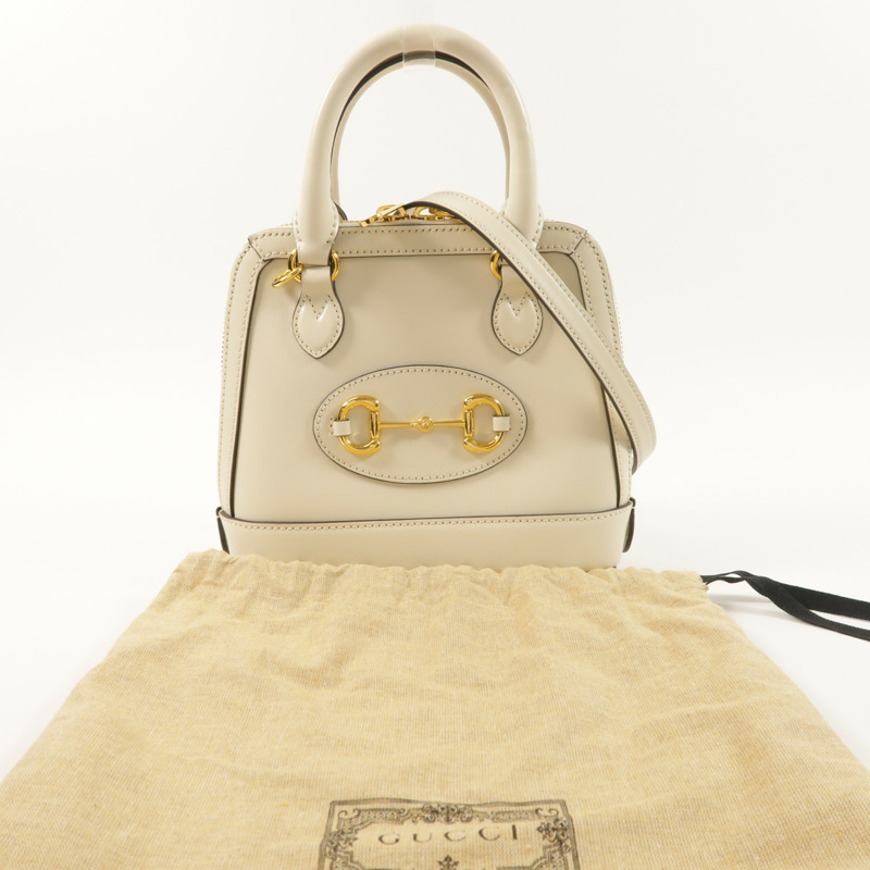 GUCCI 牛皮皮革Horsebit 1955手挽肩背兩用袋-8