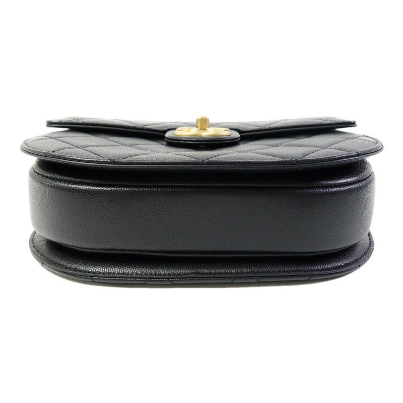 CHANEL 牛皮皮革Half Moon Flap Messenger Bag金扣鏈帶肩背袋-3