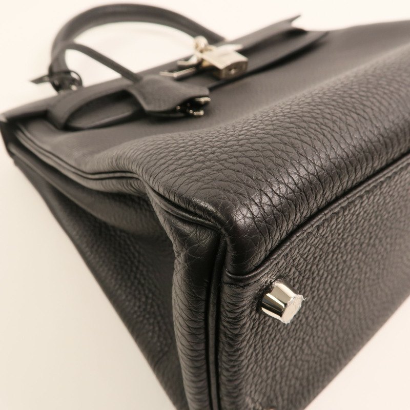 HERMES Togo皮革Kelly 28銀扣手挽肩背兩用袋Noir-11