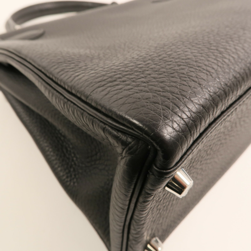 HERMES Togo皮革Kelly 28銀扣手挽肩背兩用袋Noir-13