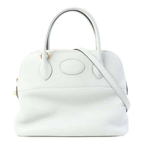 HERMES Togo皮革Bolide 31金扣手挽肩背兩用袋Blue Glacier