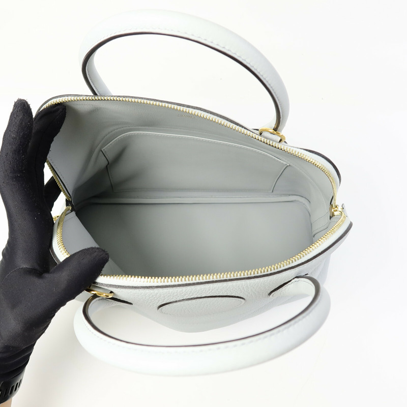 HERMES Togo皮革Bolide 31金扣手挽肩背兩用袋Blue Glacier-4