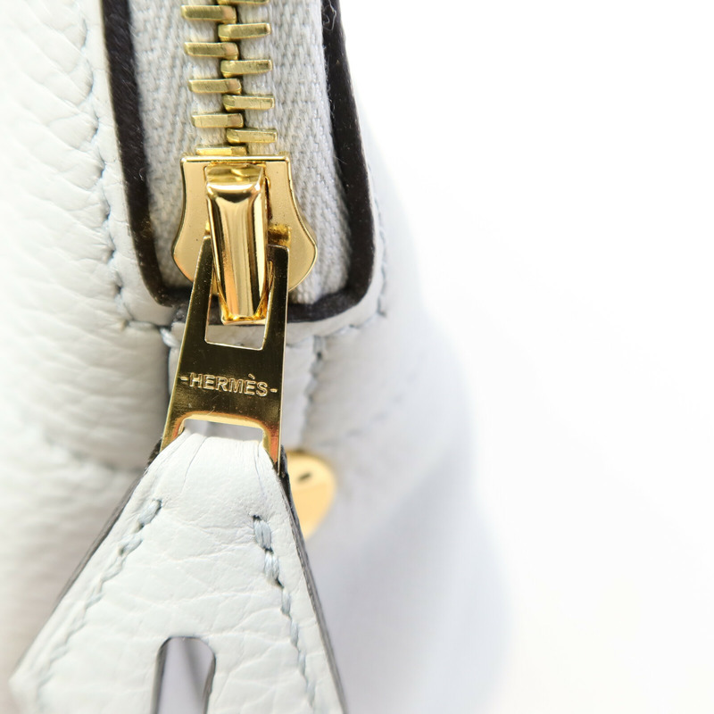 HERMES Togo皮革Bolide 31金扣手挽肩背兩用袋Blue Glacier-7