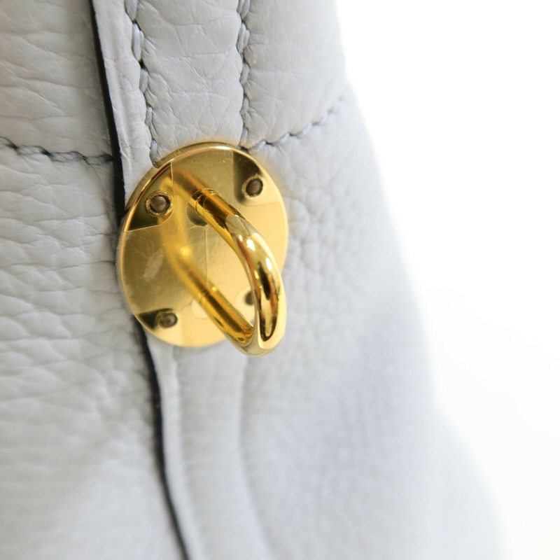 HERMES Togo皮革Bolide 31金扣手挽肩背兩用袋Blue Glacier-8