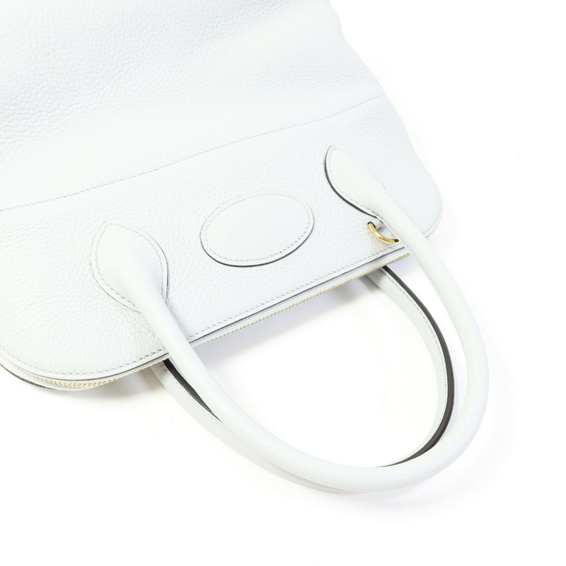 HERMES Togo皮革Bolide 31金扣手挽肩背兩用袋Blue Glacier-10