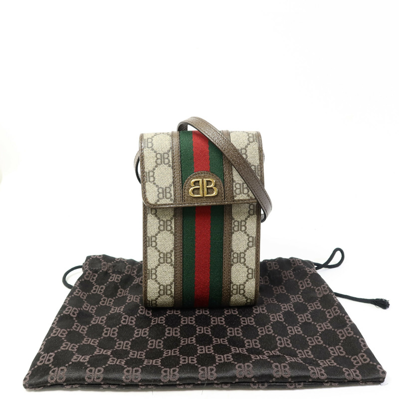 BALENCIAGA 塗層帆布GuccixBalenciaga Shoulder Bag肩背袋-8