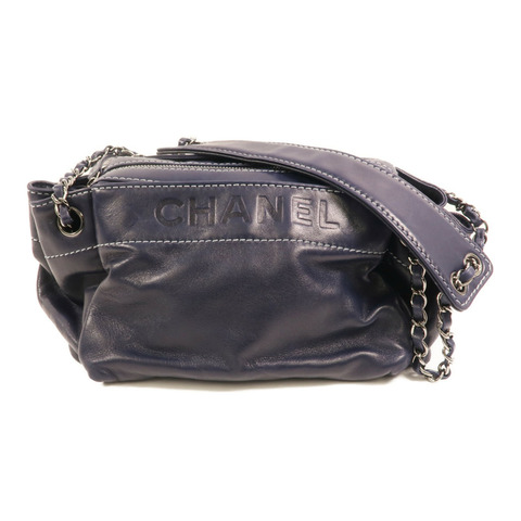 CHANEL 羊皮皮革Shoulder Bag銀扣鏈帶肩背袋