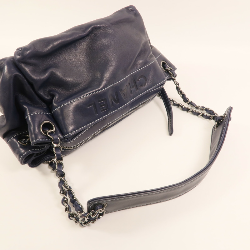 CHANEL 羊皮皮革Shoulder Bag銀扣鏈帶肩背袋-7