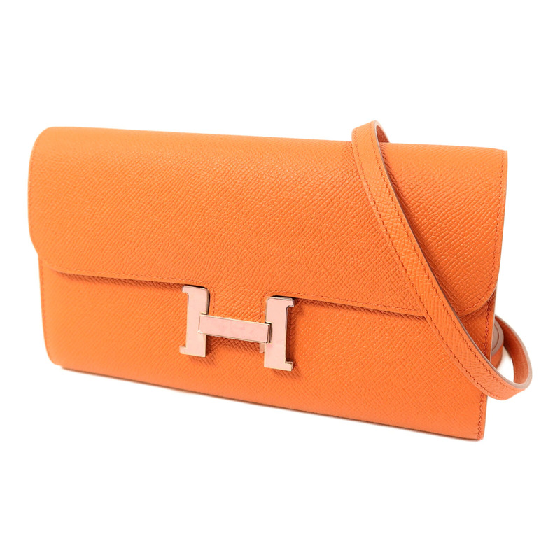 HERMES Epsom皮革Constance To Go銀扣肩背袋Terre Battue/Pink-1