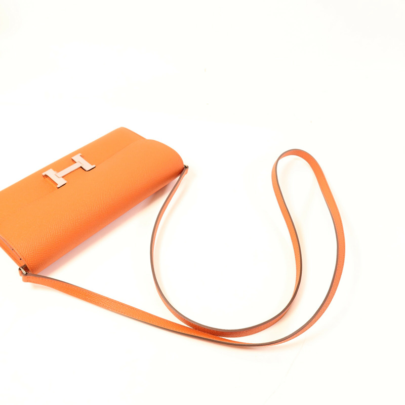 HERMES Epsom皮革Constance To Go銀扣肩背袋Terre Battue/Pink-8