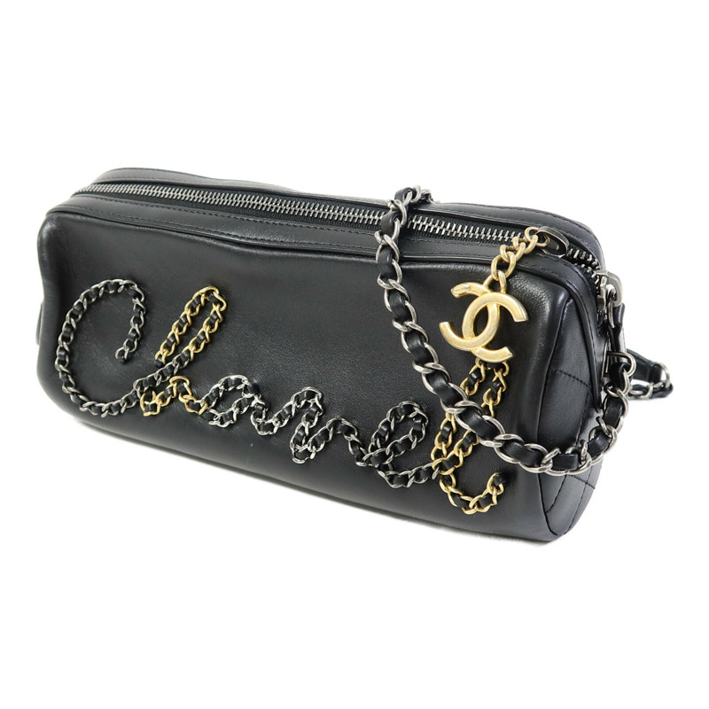 CHANEL 牛皮皮革Bowling Chain Shoulder鏈帶肩背袋-1