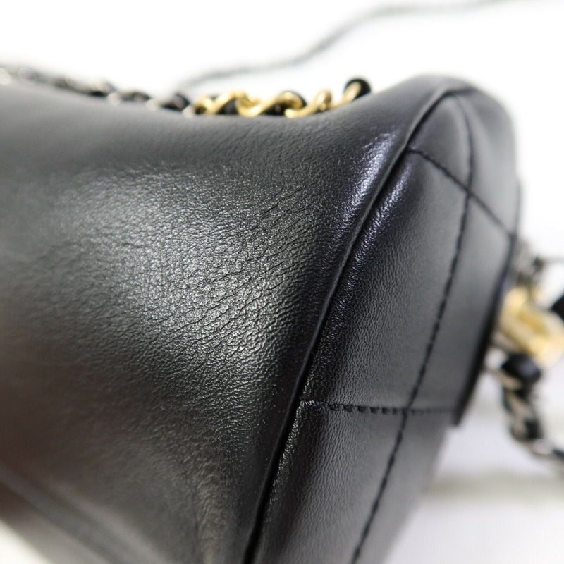 CHANEL 牛皮皮革Bowling Chain Shoulder鏈帶肩背袋-12
