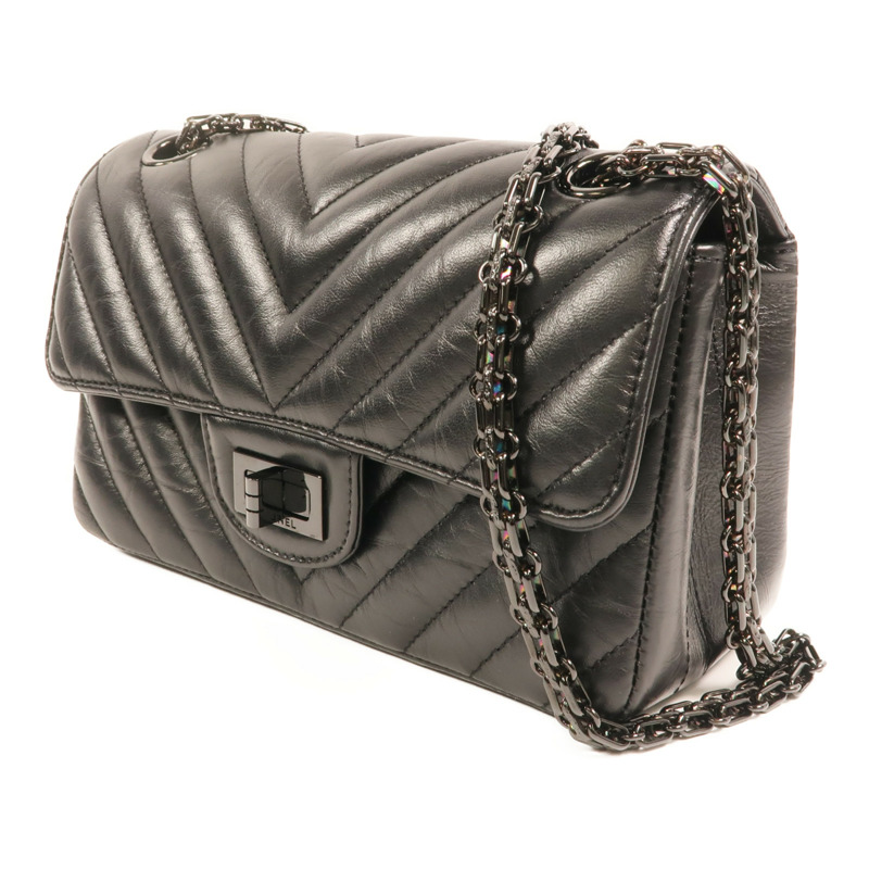 CHANEL 牛皮皮革Mini 2.55鏈帶肩背袋-2