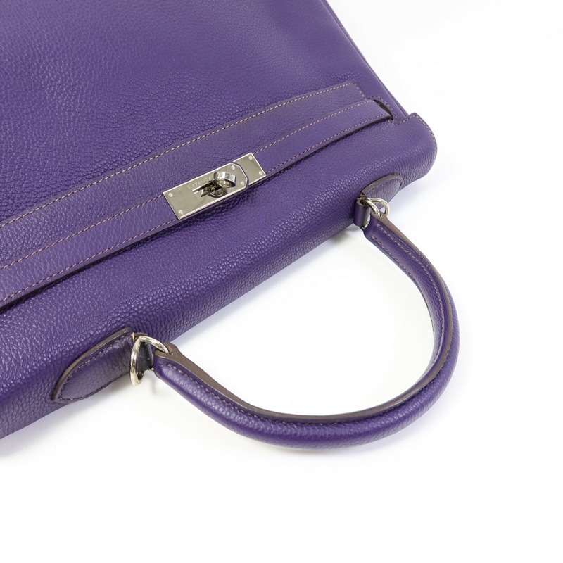 HERMES Togo皮革Kelly 35銀扣手挽肩背兩用袋Iris-9