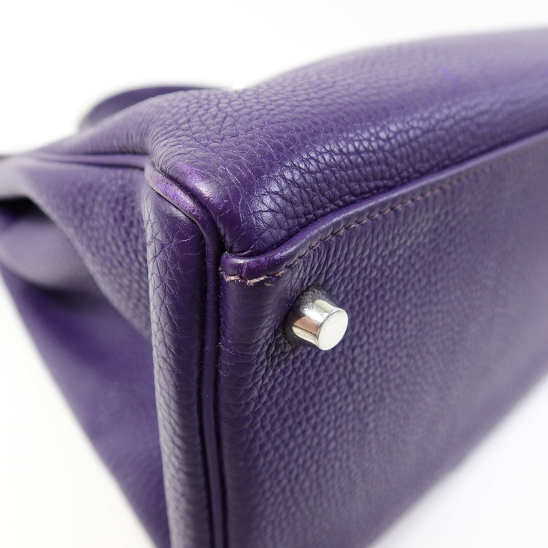 HERMES Togo皮革Kelly 35銀扣手挽肩背兩用袋Iris-12