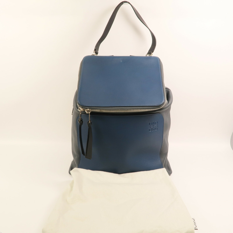 LOEWE 牛皮皮革Backpack銀扣背包-9