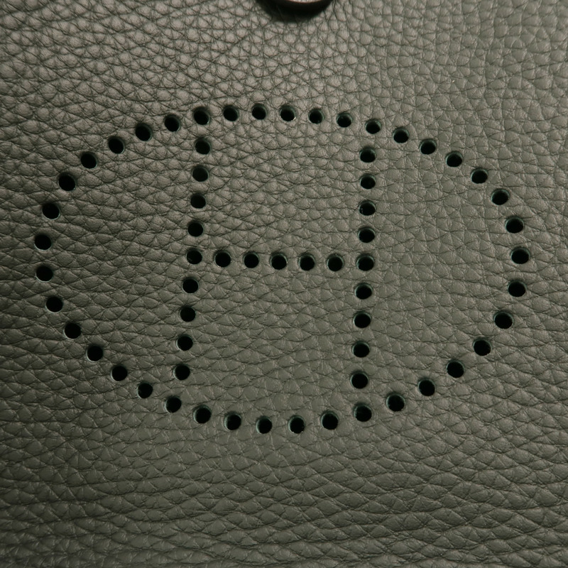 HERMES Clemence皮革Evelyne TPM銀扣肩背袋Vert Fonce-8