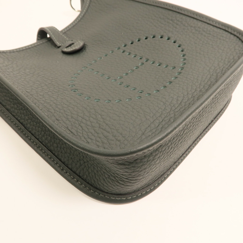 HERMES Clemence皮革Evelyne TPM銀扣肩背袋Vert Fonce-11