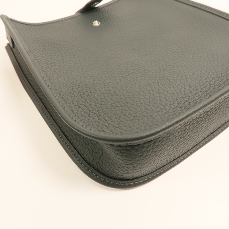 HERMES Clemence皮革Evelyne TPM銀扣肩背袋Vert Fonce-13