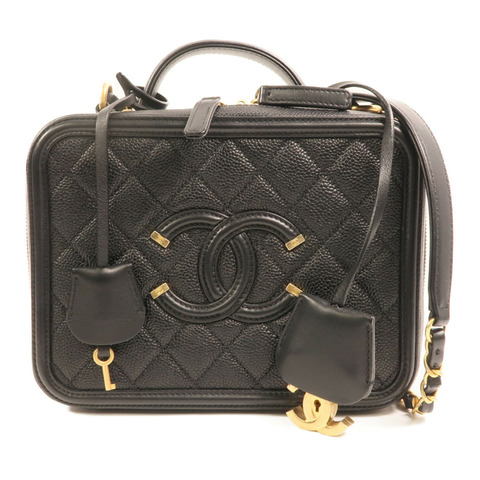 CHANEL 牛皮皮革Vanity Case金扣手挽肩背兩用袋