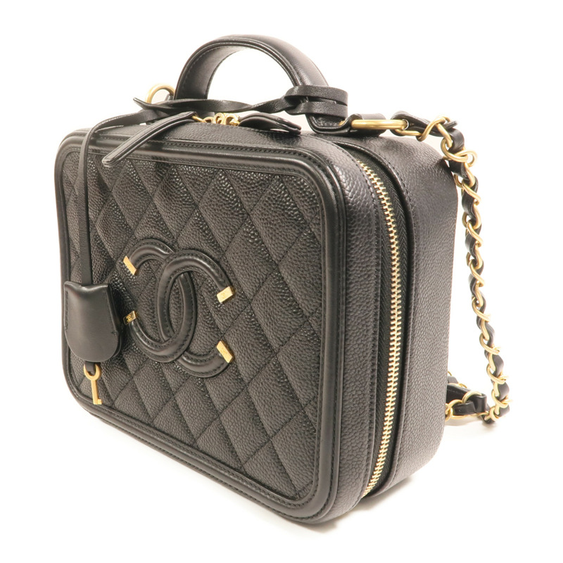 CHANEL 牛皮皮革Vanity Case金扣手挽肩背兩用袋-2