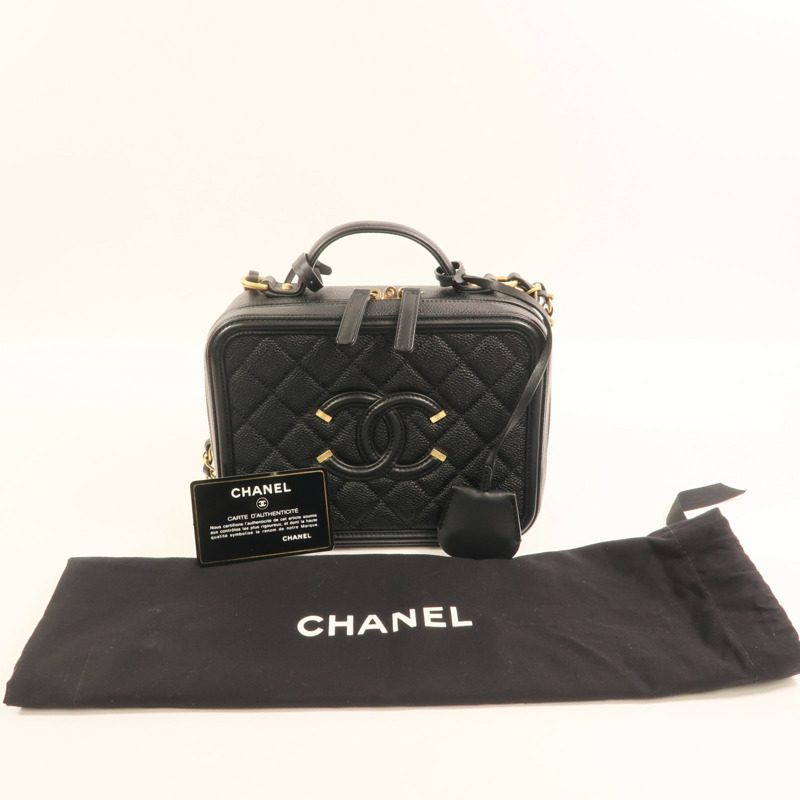 CHANEL 牛皮皮革Vanity Case金扣手挽肩背兩用袋-10