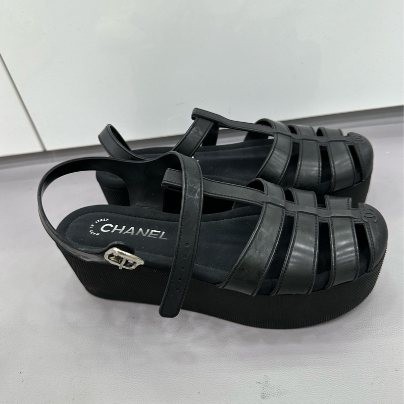 Chanel雙C logo羅馬厚底涼鞋 38碼-1