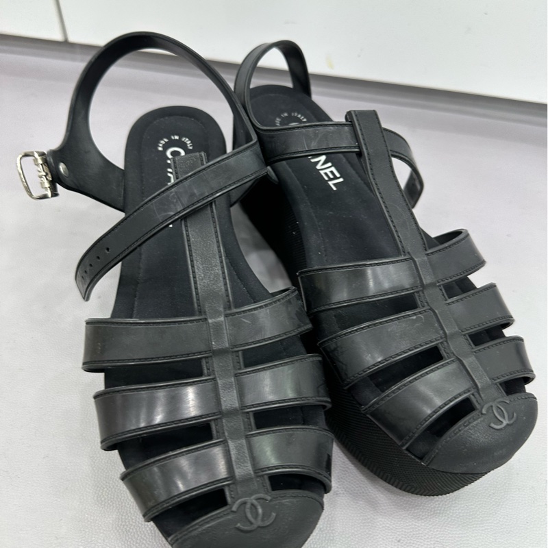 Chanel雙C logo羅馬厚底涼鞋 38碼-2