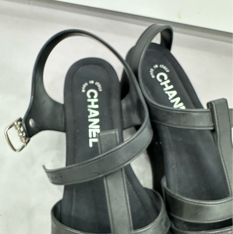 Chanel雙C logo羅馬厚底涼鞋 38碼-4