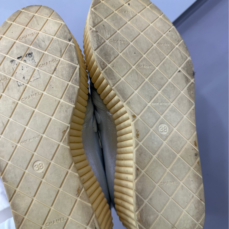 Chanel/香奈兒 銀色條紋厚底鬆糕鞋 38碼-4