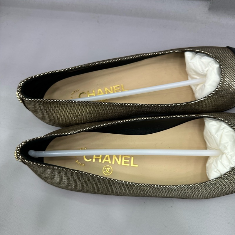 Chanel 香奈兒 金色 平底鞋 37.5碼 閒置-2