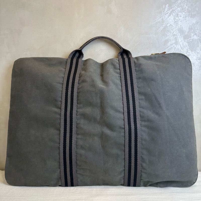 Hermès 愛馬仕 灰色帆布Fourre Tout Porte Documents 商務包 vintage-4
