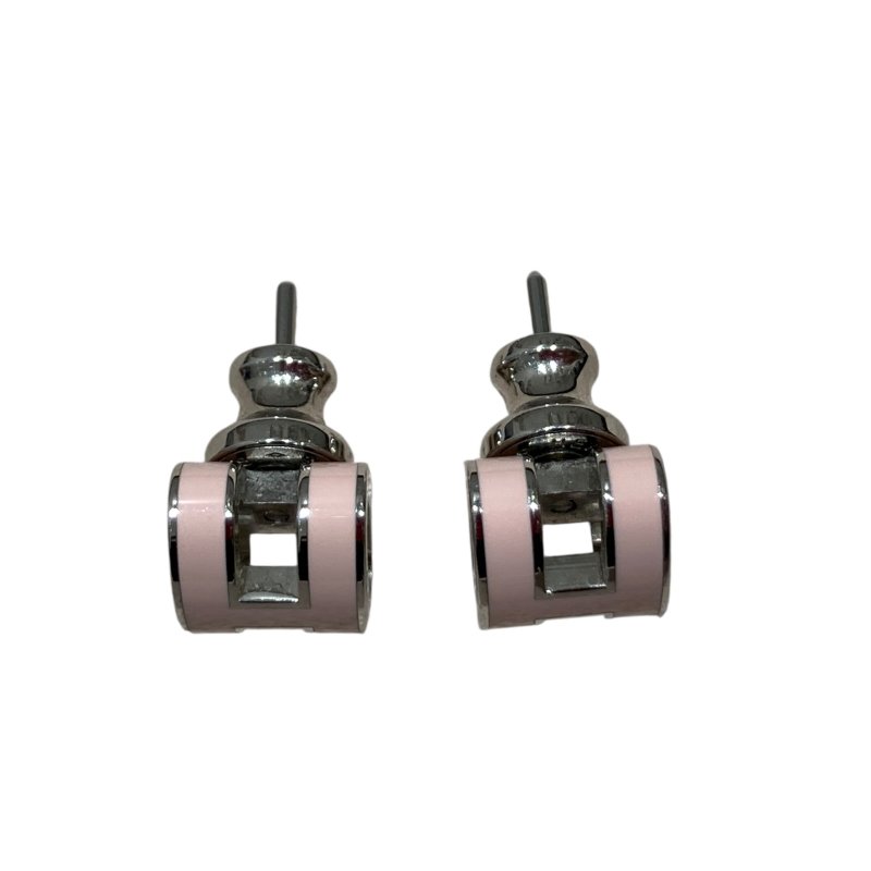 HERMES 愛馬仕 POP H 合金 耳釘 粉紅色 銀-3