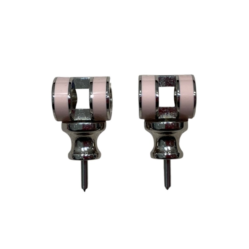 HERMES 愛馬仕 POP H 合金 耳釘 粉紅色 銀-4