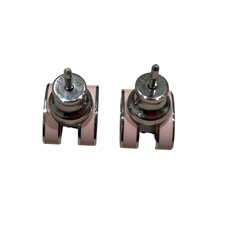 HERMES 愛馬仕 POP H 合金 耳釘 粉紅色 銀-5