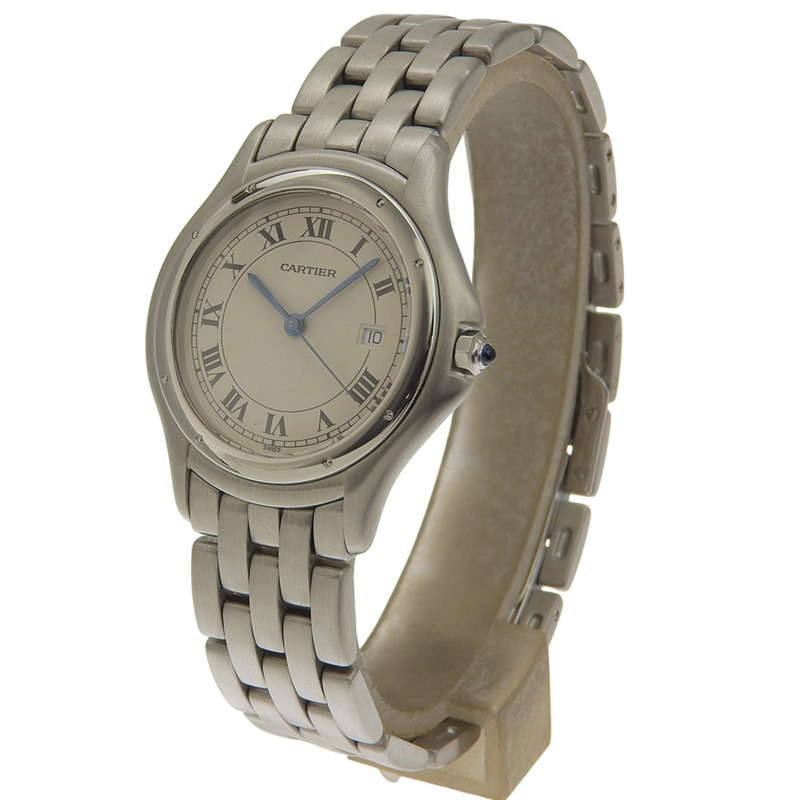 卡地亞 Panthère Cougar LM 腕錶,87 W5002F5 機芯,不鏽鋼,石英,模擬顯示,白色錶盤,男士腕錶。-1