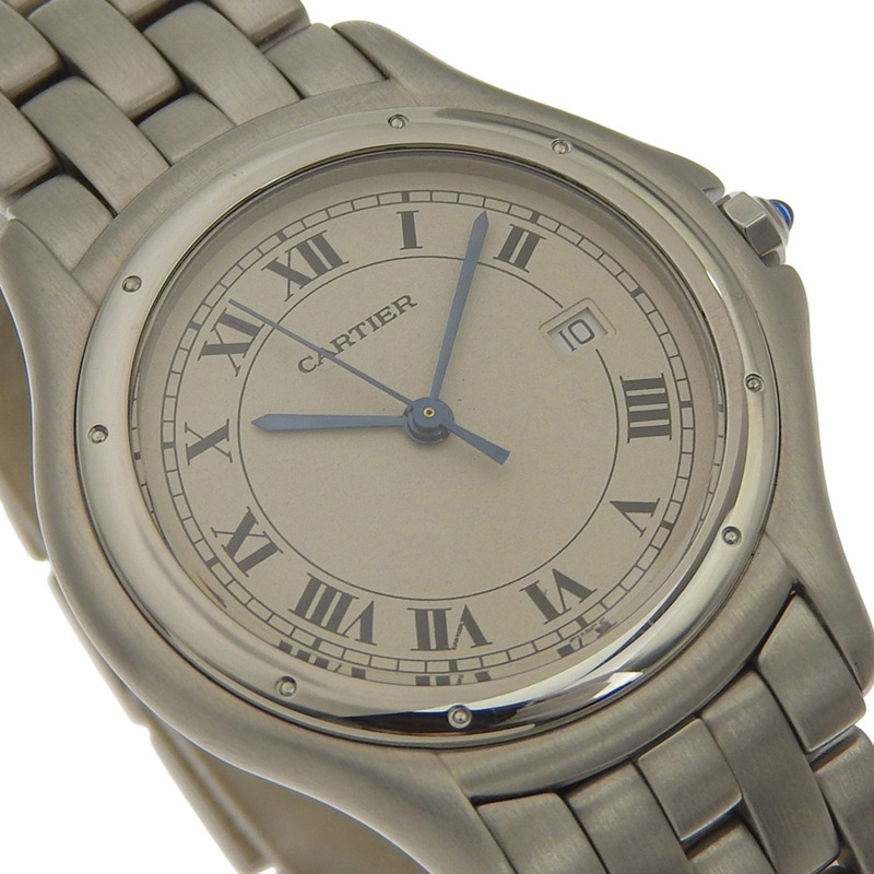 卡地亞 Panthère Cougar LM 腕錶,87 W5002F5 機芯,不鏽鋼,石英,模擬顯示,白色錶盤,男士腕錶。-2