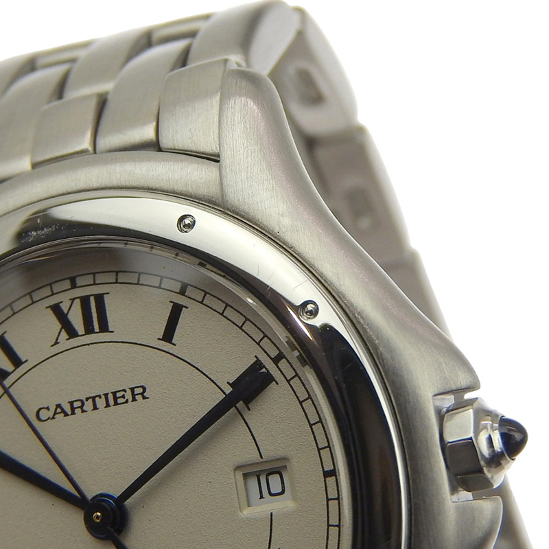 卡地亞 Panthère Cougar LM 腕錶,87 W5002F5 機芯,不鏽鋼,石英,模擬顯示,白色錶盤,男士腕錶。-6