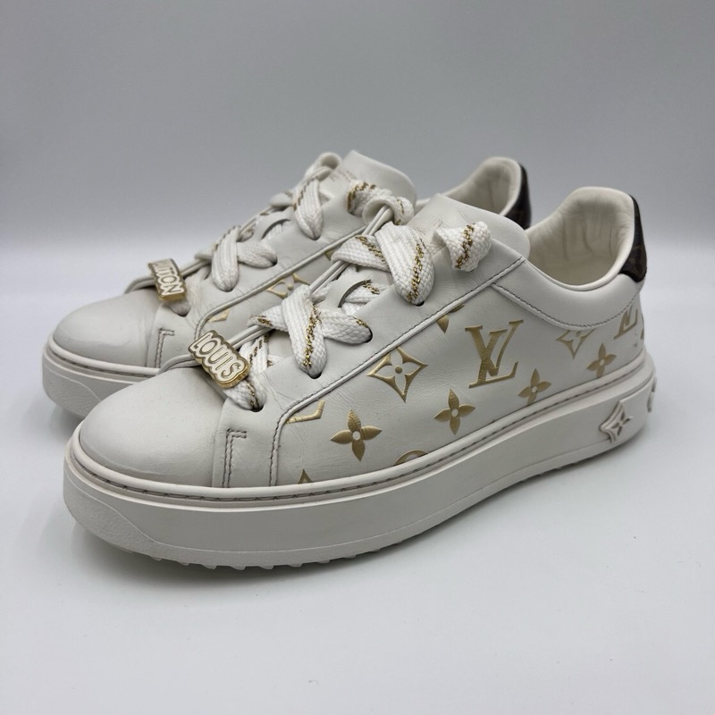 LV路易威登/白色浮雕滿印金標板鞋36.5碼-13
