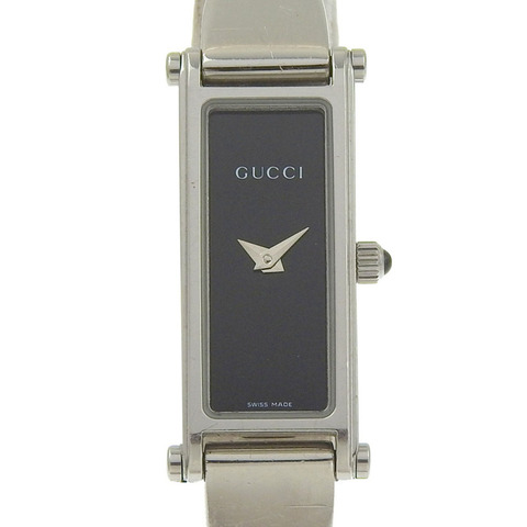 Gucci GUCCI 1500L 不鏽鋼石英模擬顯示女士腕錶，黑色錶盤