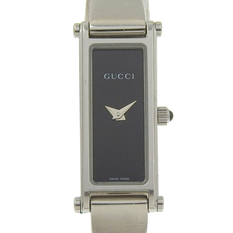 Gucci GUCCI 1500L 不鏽鋼石英模擬顯示女士腕錶，黑色錶盤-0