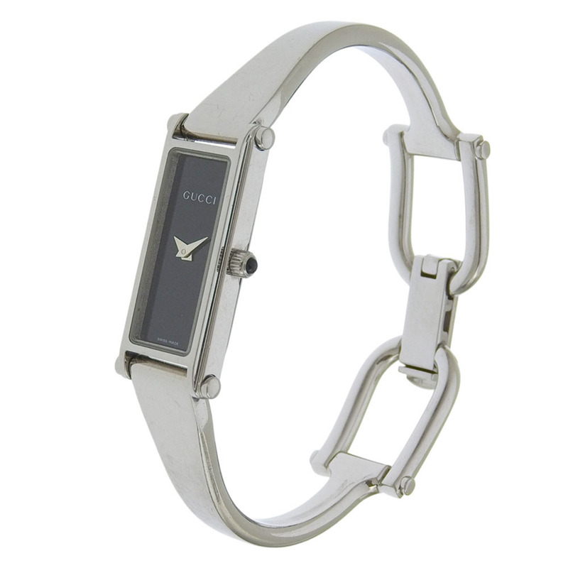 Gucci GUCCI 1500L 不鏽鋼石英模擬顯示女士腕錶，黑色錶盤-1