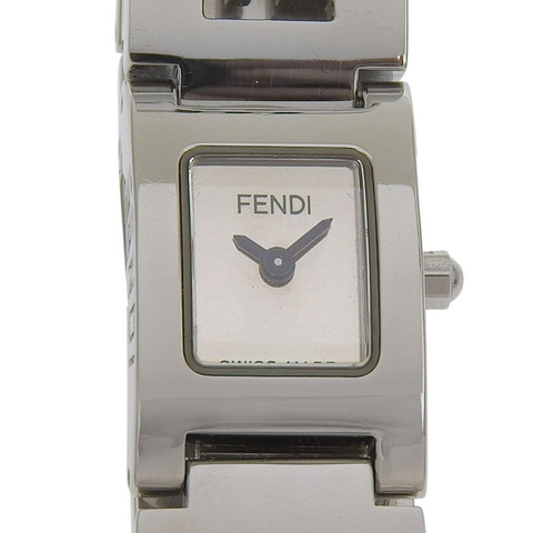 Fendi FENDI Logo Watch 3150L 不鏽鋼石英模擬顯示銀色錶盤 女士腕錶