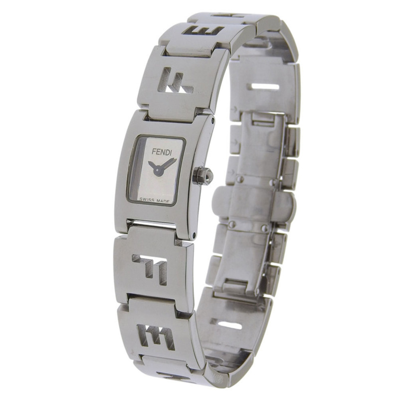 Fendi FENDI Logo Watch 3150L 不鏽鋼石英模擬顯示銀色錶盤 女士腕錶-1