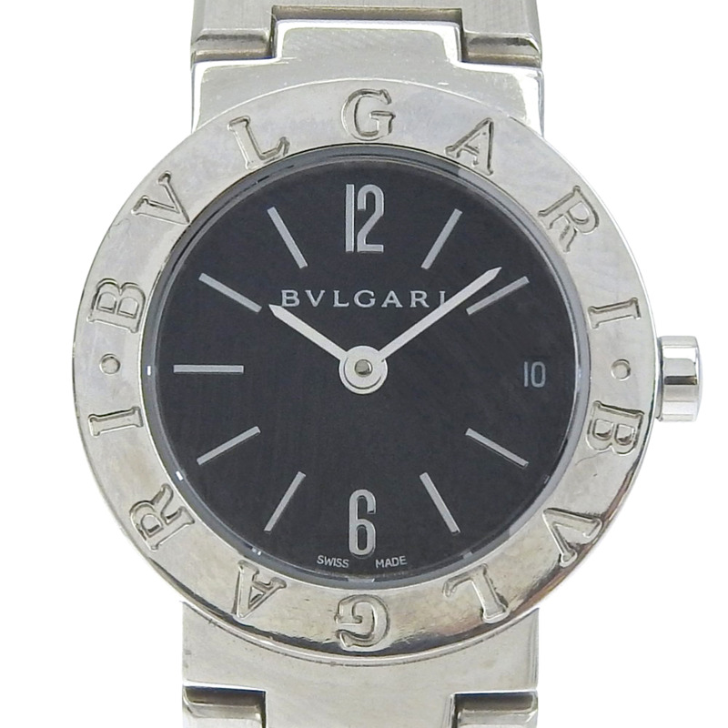 寶格麗 (BVLGARI) BB23SS 女士腕錶，不鏽鋼石英錶殼，黑色錶盤，指針式顯示。-0