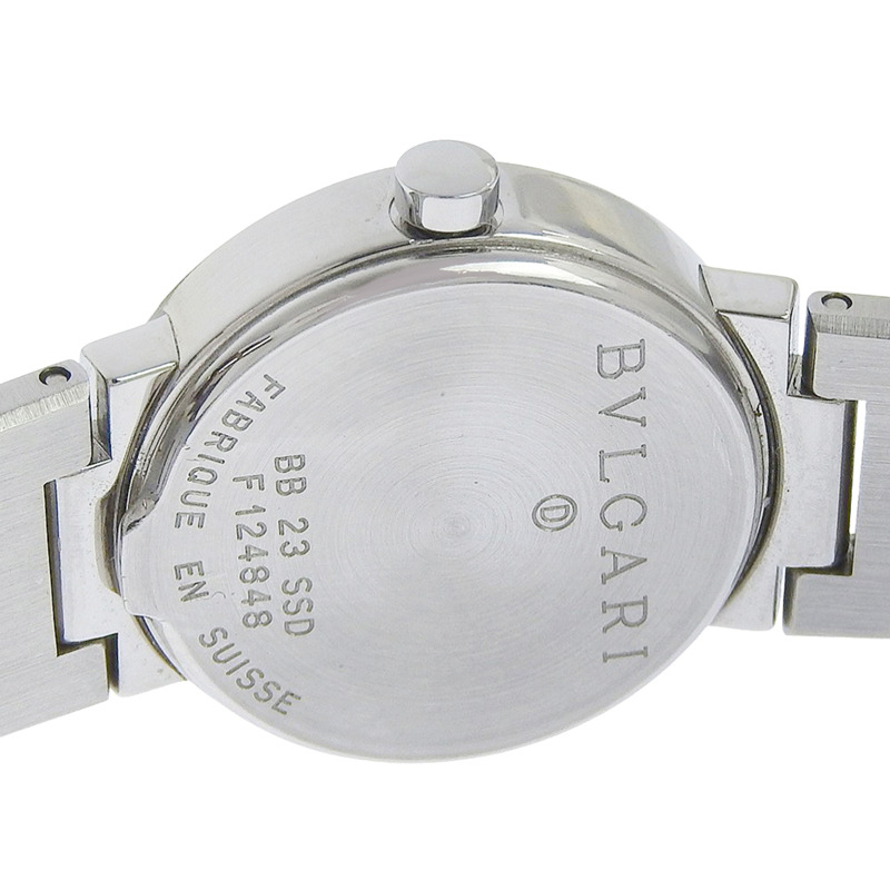 寶格麗 (BVLGARI) BB23SS 女士腕錶，不鏽鋼石英錶殼，黑色錶盤，指針式顯示。-5