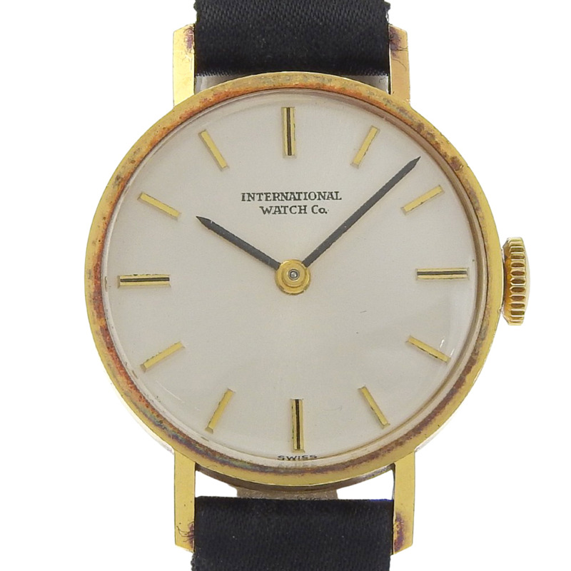 國際手錶公司(IWC)復古手錶,41型機芯,18K黃金錶殼,皮革錶帶,手動上鍊,模擬顯示,銀色錶盤,女士款。-0